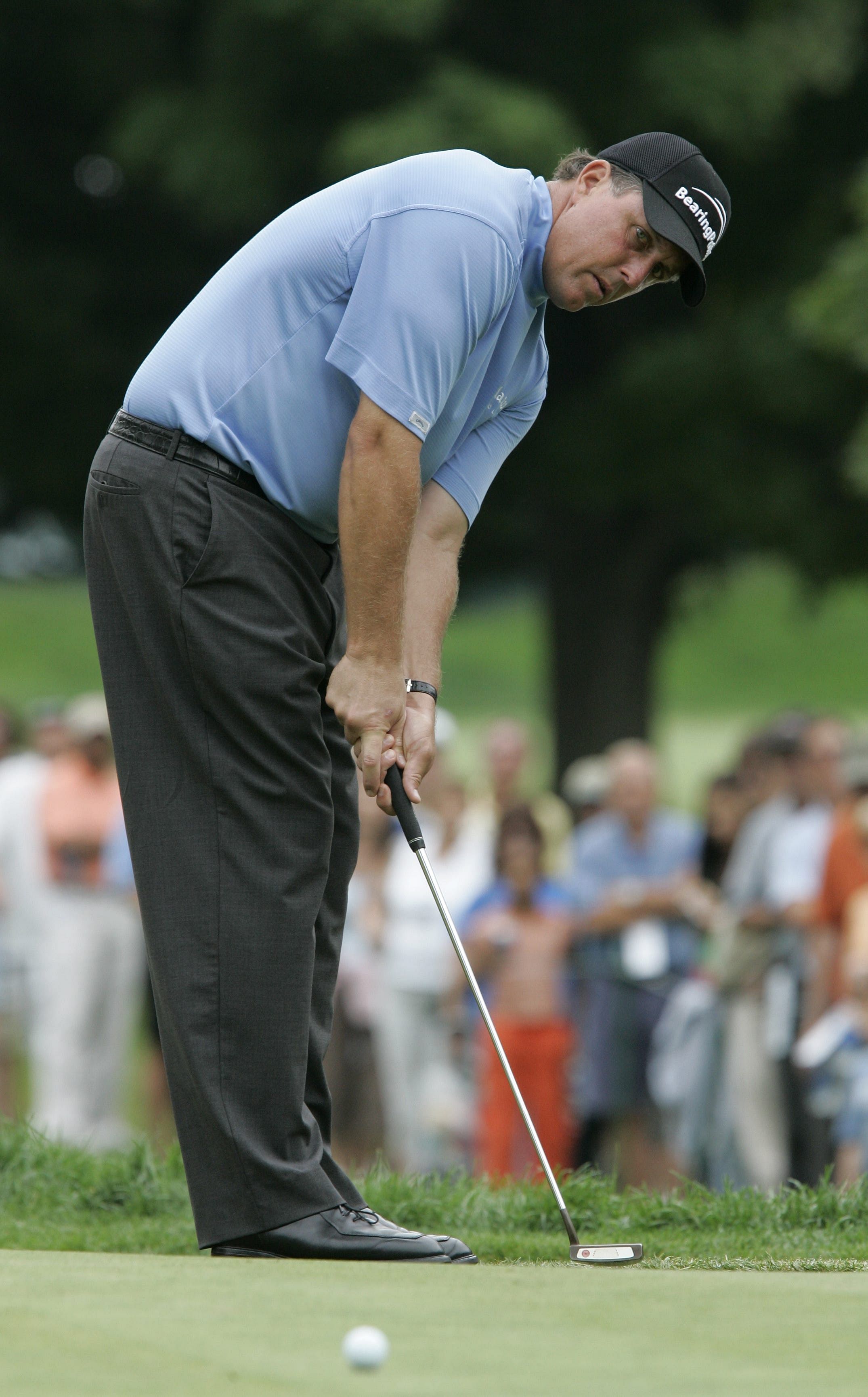Phil Mickelson on the green at Westchester Country Club in Harrison, Aug. 26, 2007 | Imagn